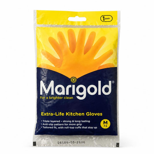 Front packaging of Marigold Extra-Life Kitchen Gloves