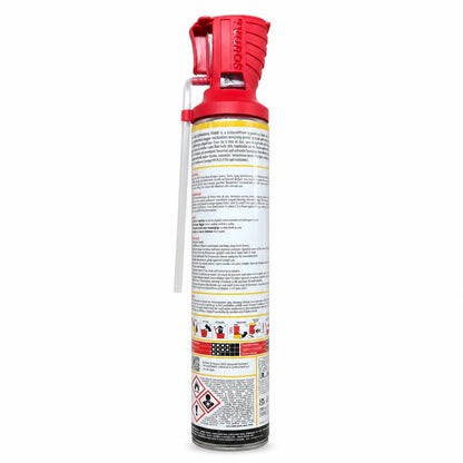Back view of Soudal Gap Filling Expanding Foam with safety information