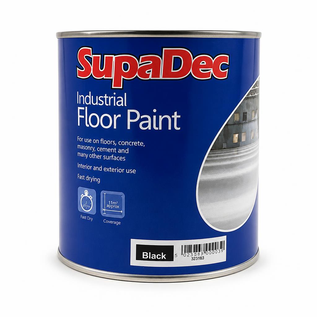 SupaDec Industrial Floor Paint Black 1L front packaging