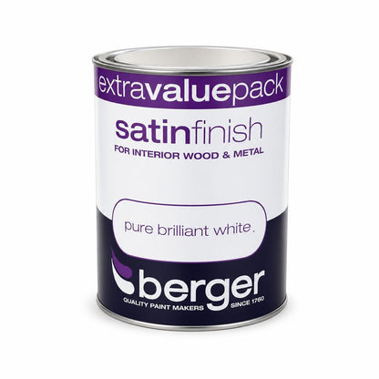 Front view of Berger Satin Finish Paint can