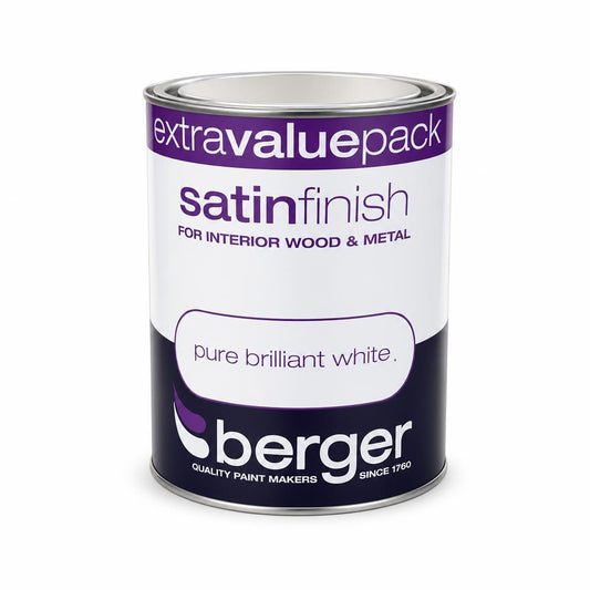 Front view of Berger Satin Finish Paint can