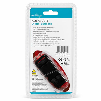 Ashley Housewares Digital Luggage Scales packaging back view