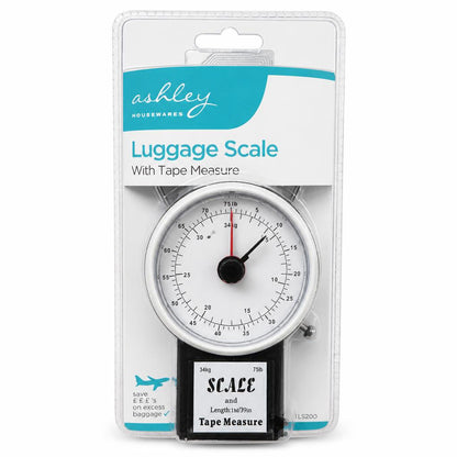 Ashley Housewares Luggage Scale with Tape Measure packaging
