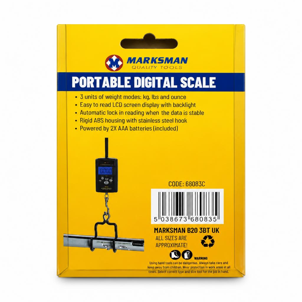 Marksman Portable Digital Scale packaging back