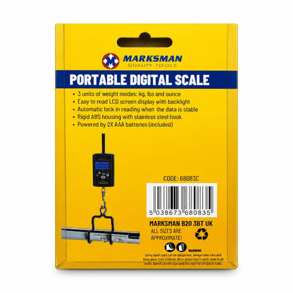Marksman Portable Digital Scale packaging back