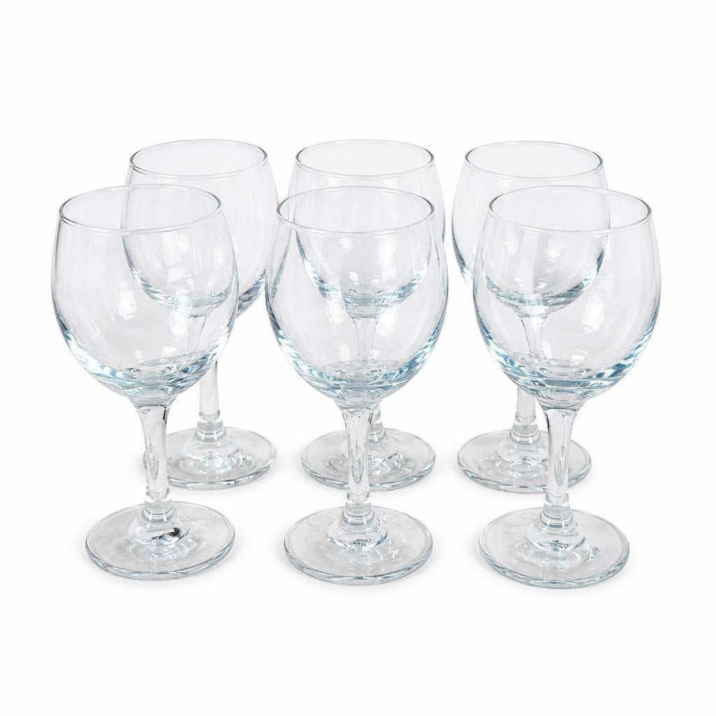 Six Pasabahce Bistro stemware glasses on display