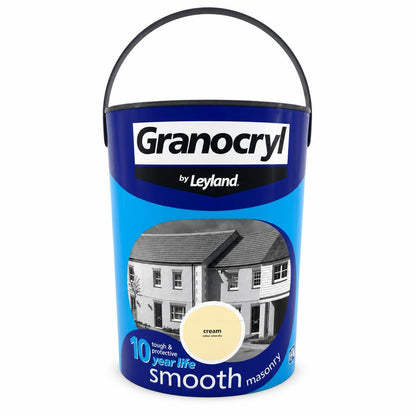 Front view of Granocryl Smooth Masonry Paint Cream tin