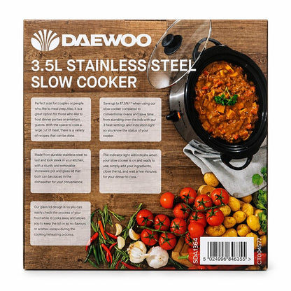 Daewoo 3.5L Slow Cooker packaging back