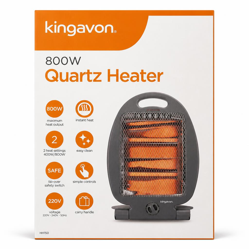 Kingavon 800W Quartz Heater packaging front