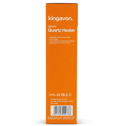 Side view of Kingavon 800W Quartz Heater packaging
