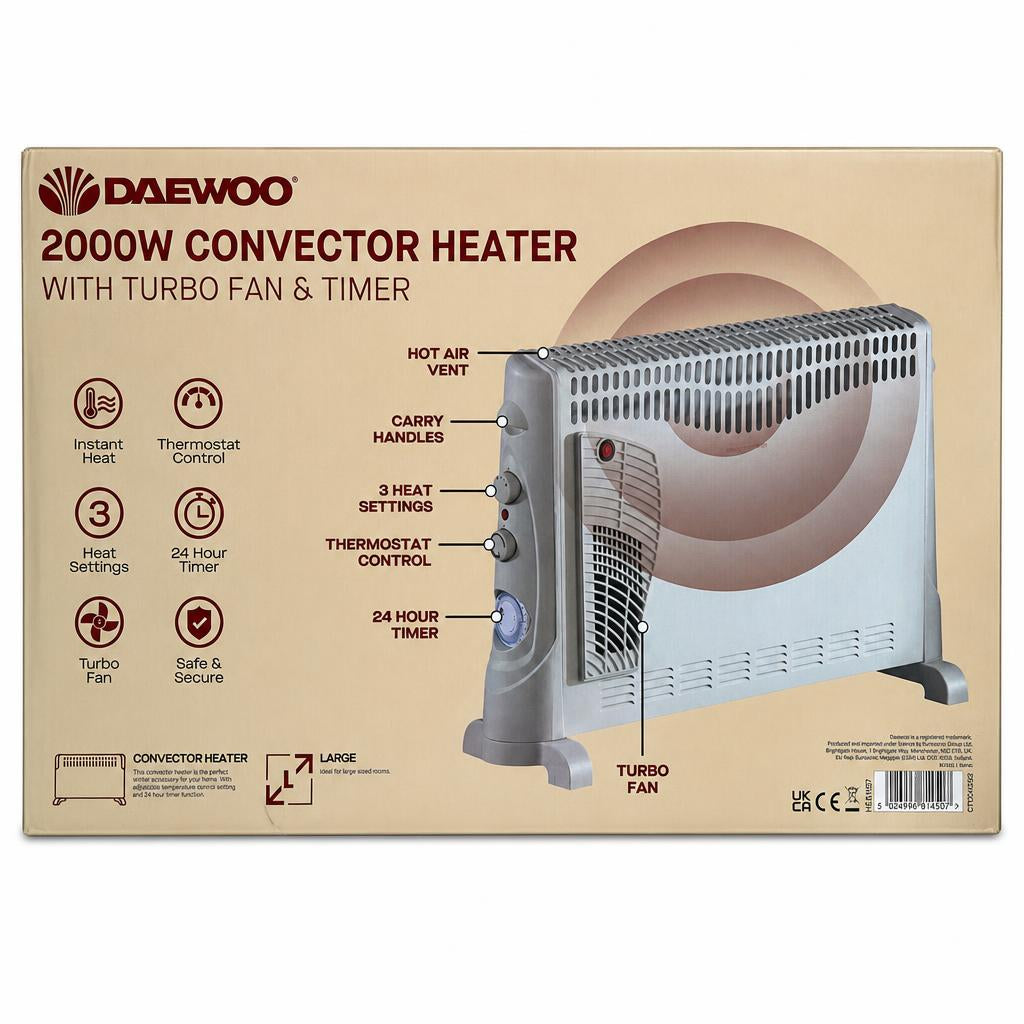 Daewoo 2000W Convector Heater packaging back