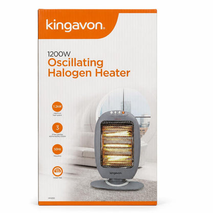 Kingavon 1200W Oscillating Halogen Heater front packaging