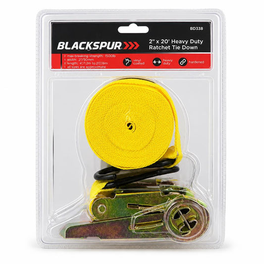 Blackspur 2" x 20' Heavy Duty Ratchet Tie Down Packaging Front