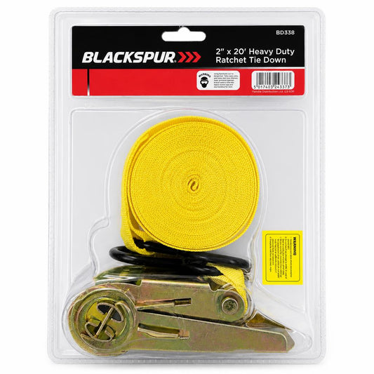 Blackspur 2" x 20' Heavy Duty Ratchet Tie Down Packaging Back