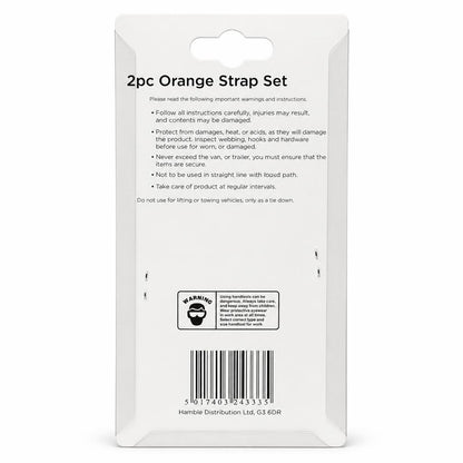 Back of Blackspur 2pc Orange Strap Set packaging with instructions