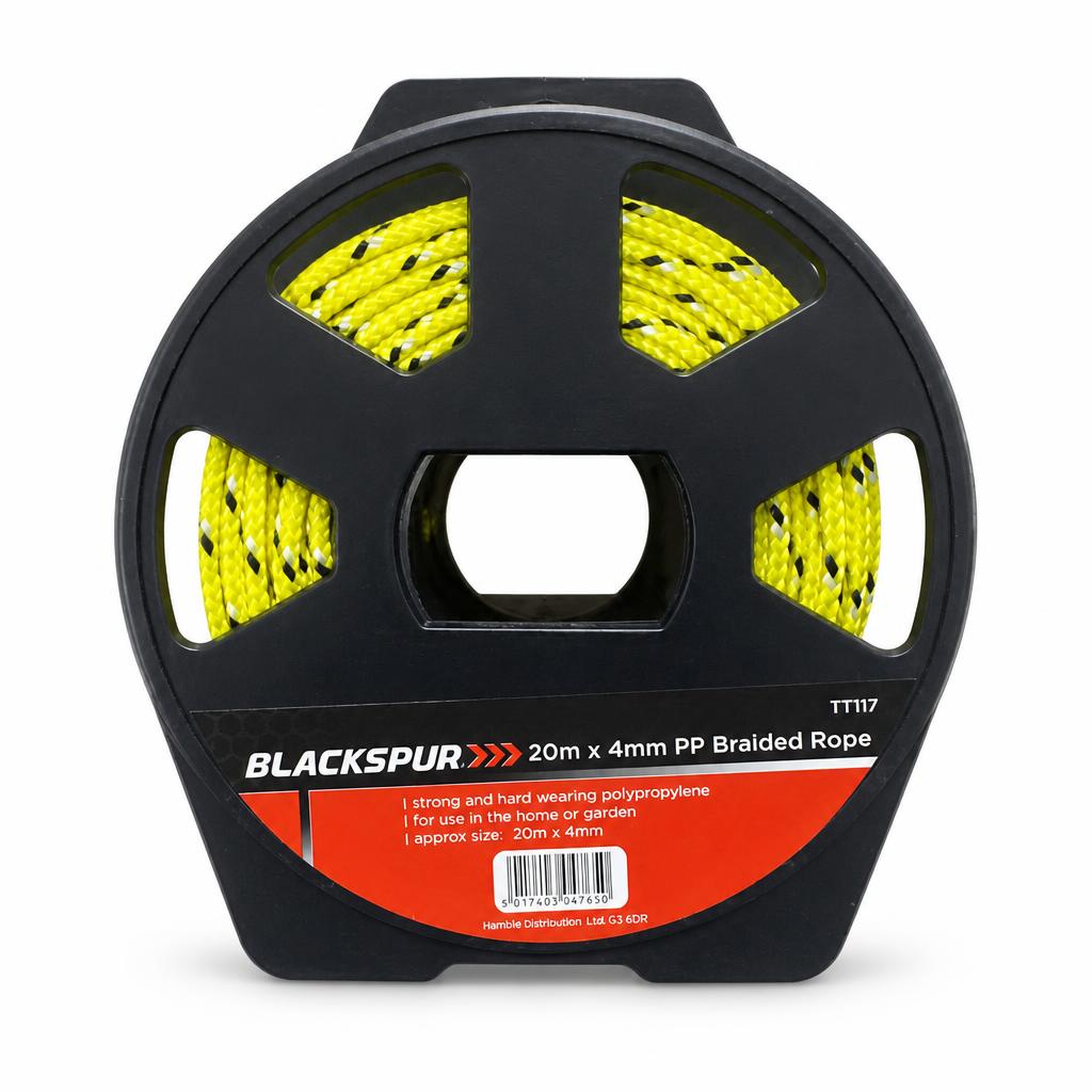 Blackspur yellow braided rope packaging front