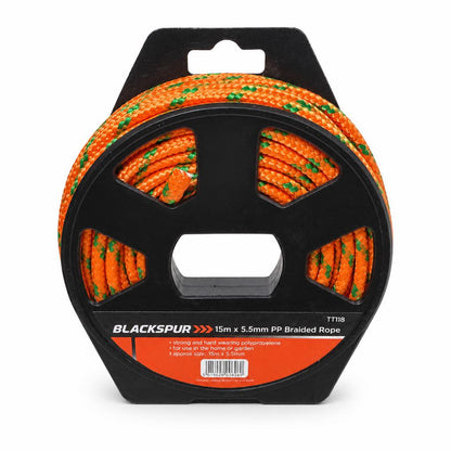 Blackspur 15m PP Braided Rope with visible rope and label