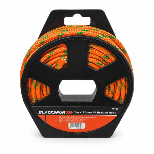 Blackspur 15m PP Braided Rope with visible rope and label