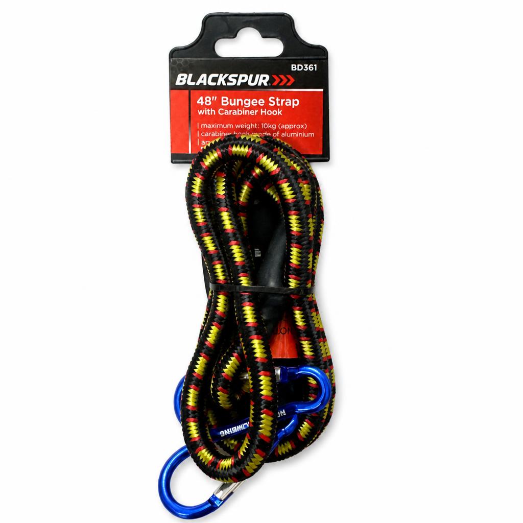 Blackspur 48" Bungee Strap with Carabiner Hook packaging front