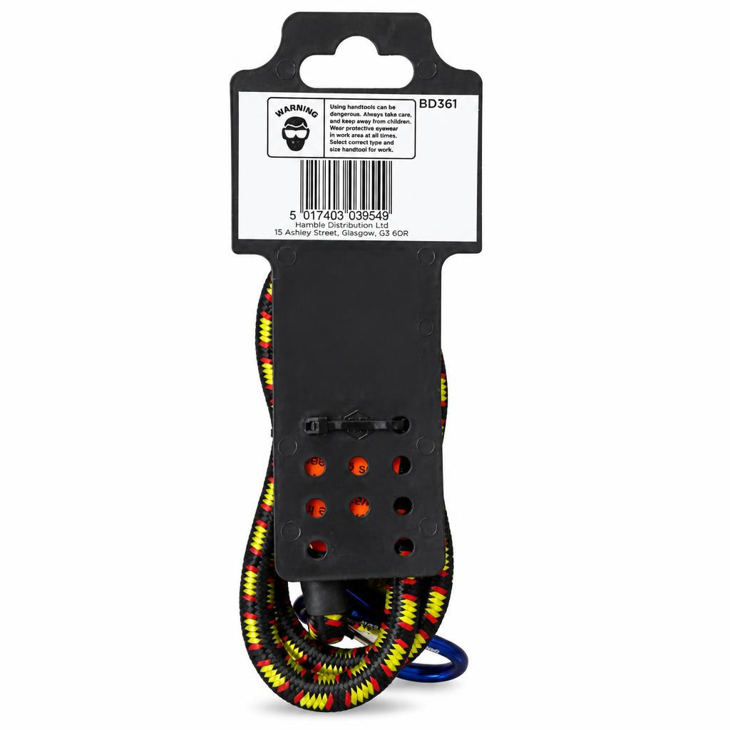 Blackspur 48" Bungee Strap with Carabiner Hook packaging back