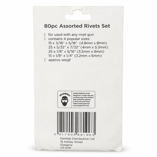 Blackspur Assorted Rivets Set HR105 - Back packaging with details