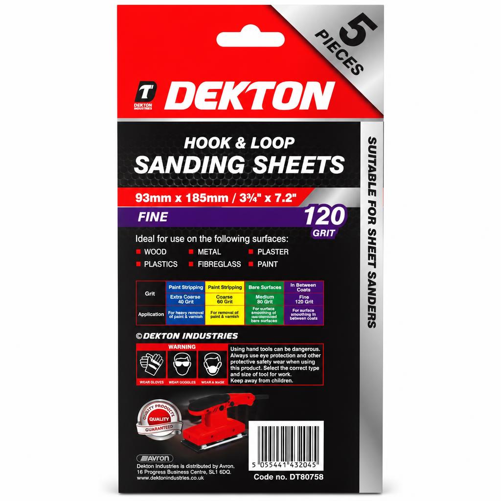 Dekton Hook & Loop Sanding Sheets packaging back