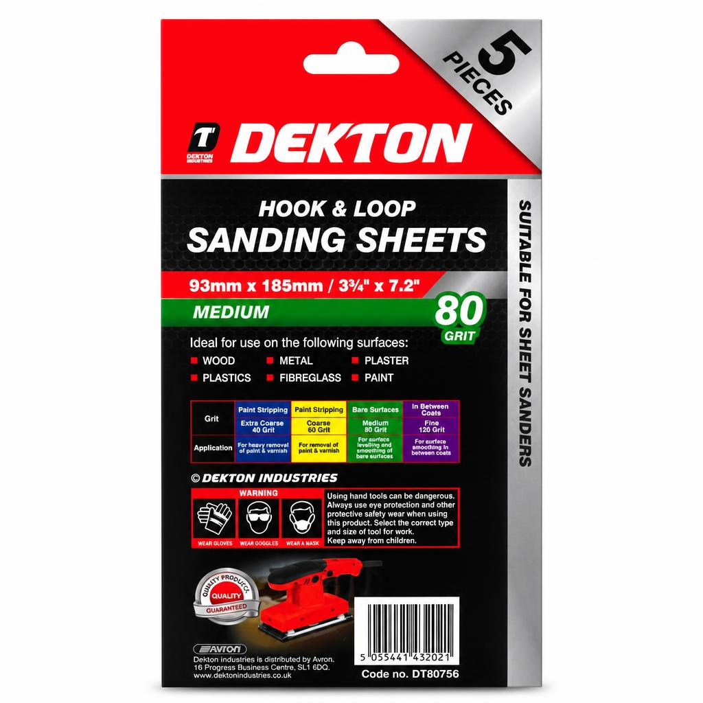 Dekton Hook & Loop Sanding Sheets packaging back