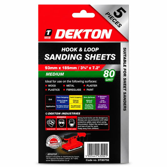 Dekton Hook & Loop Sanding Sheets packaging back