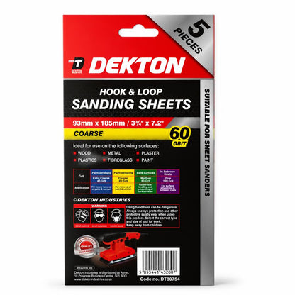 Back of Dekton Sanding Sheets packaging showing specifications