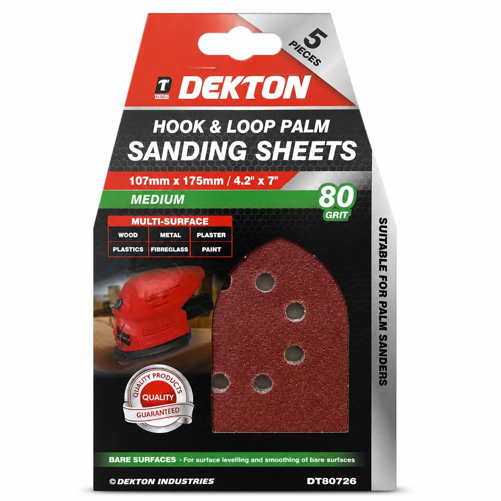 Dekton Hook & Loop Palm Sanding Sheets packaging front