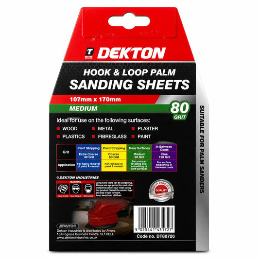 Dekton Hook & Loop Palm Sanding Sheets packaging back