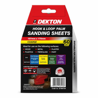 Dekton Hook & Loop Palm Sanding Sheets back packaging