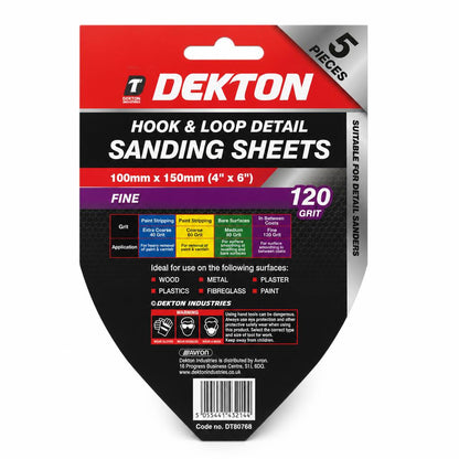 Dekton Hook & Loop Detail Sanding Sheets packaging back