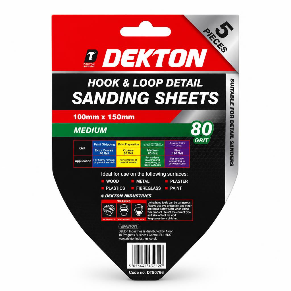 Dekton Hook & Loop Detail Sanding Sheets packaging back