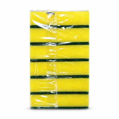 Set of yellow cleaning sponges packaged together