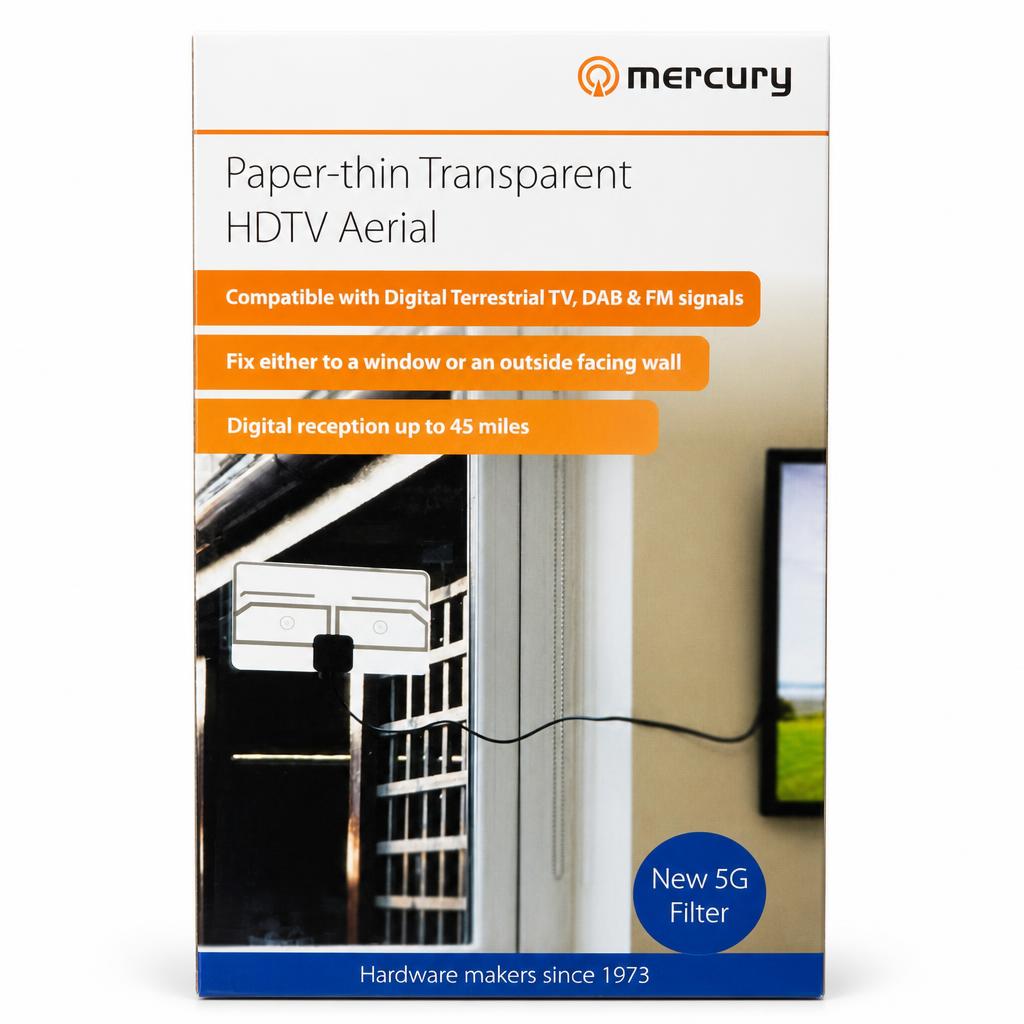 Mercury Paper-thin Transparent HDTV Aerial Front Packaging