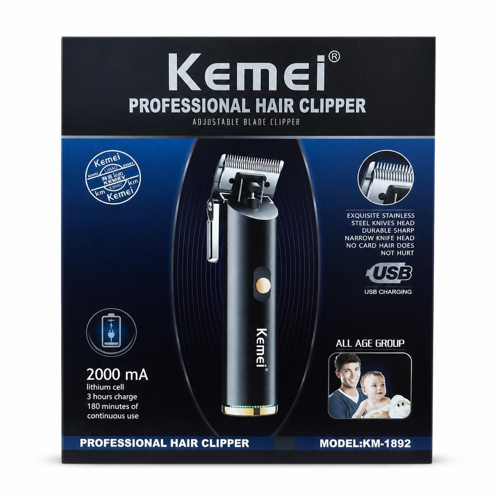Front of Kemei Professional Hair Clipper KM-1892 packaging