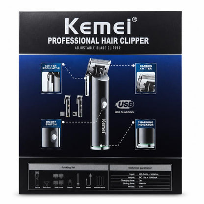 Back of Kemei Professional Hair Clipper KM-1892 packaging
