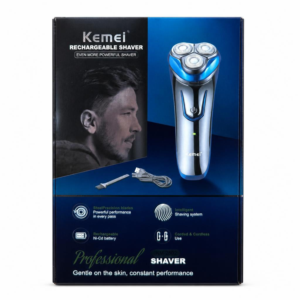 Kemei Rechargeable Shaver KM-2807 back packaging