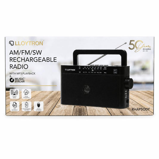 Lloytron AM/FM/SW Rechargeable Radio packaging front view