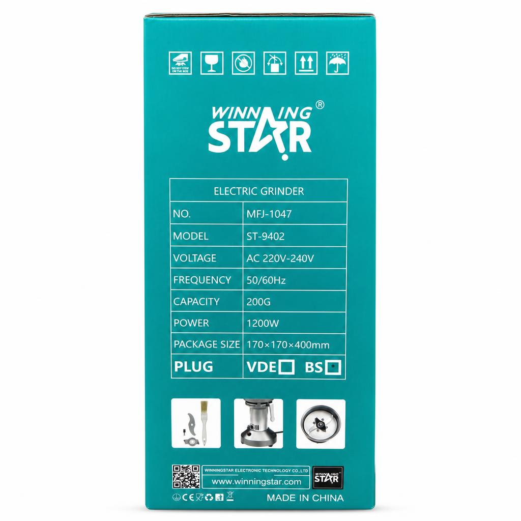 Winning Star 200g Electric Grinder packaging back