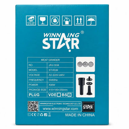 Winning Star 400W Meat Grinder packaging back view