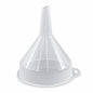 Clear plastic funnel with barcode label