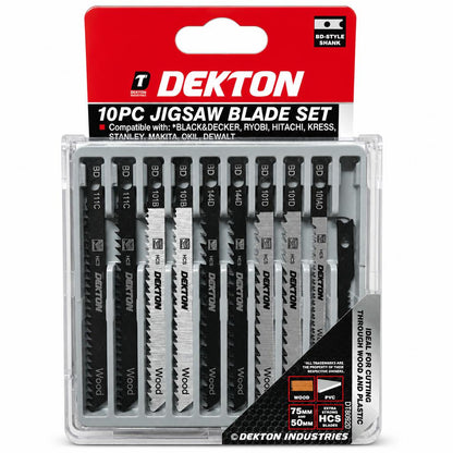 Dekton 10-piece jigsaw blade set packaging