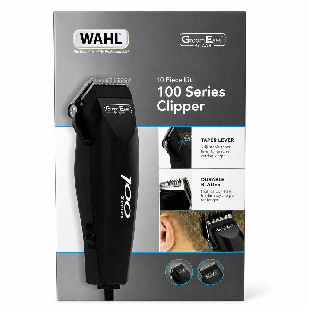 Wahl 100 Series Clipper front packaging showing product features