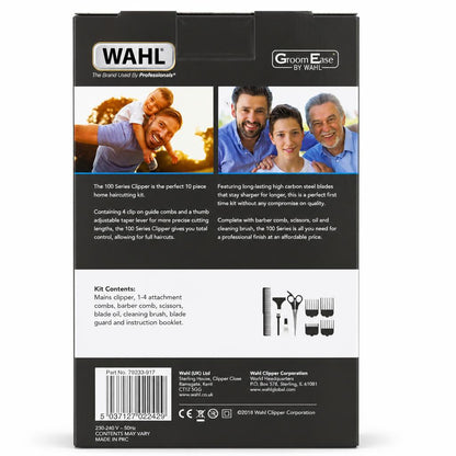 Wahl 100 Series Clipper back packaging displaying kit contents