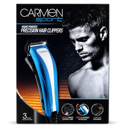 Carmen Sport Mains Powered Precision Hair Clippers with model