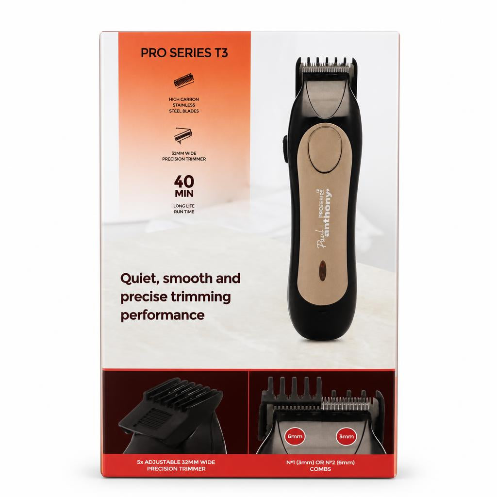 Paul Anthony Pro Series T3 Hair Clipper packaging back