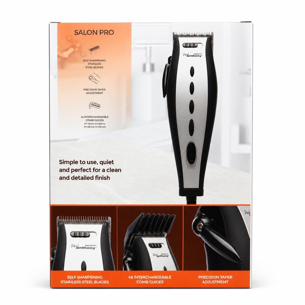 Paul Anthony Salon Pro Hair Clipper back packaging