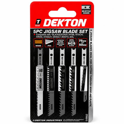 Dekton 5pc Jigsaw Blade Set packaging front view